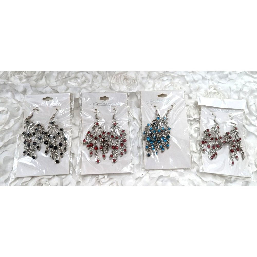 6 Assorted rhinestone‎ dangle earrings NEW